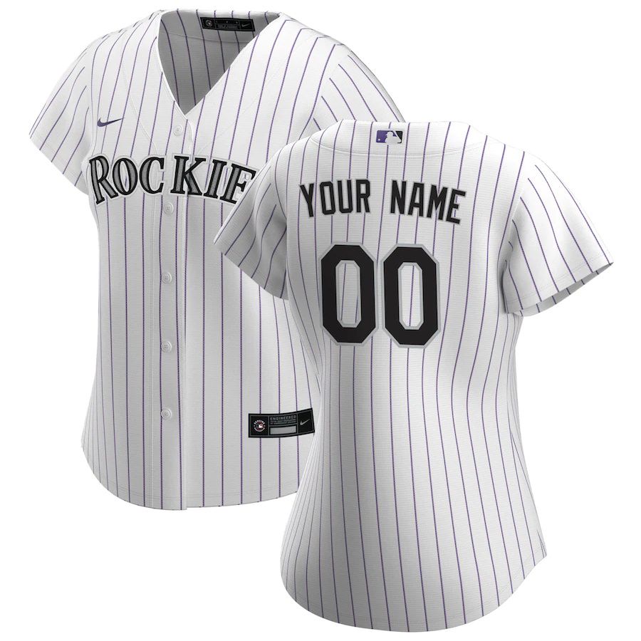 Womens Colorado Rockies Nike White Home Replica Custom MLB Jerseys